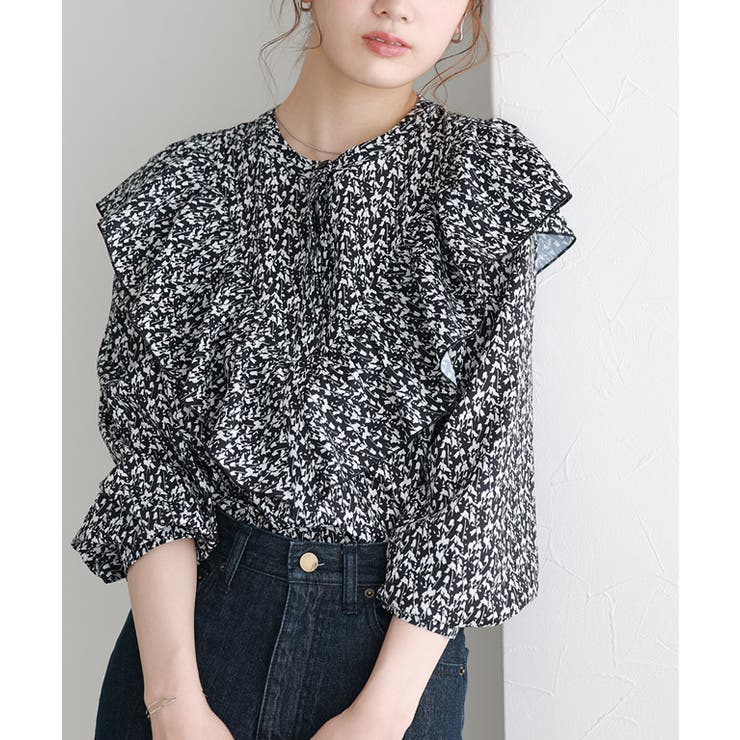 美品 EIKO KONDO 2way レース フリル 花柄 総柄 ブラウス 美品 EIKO KONDO 2way レース フリル 花柄 総柄 ブラウス