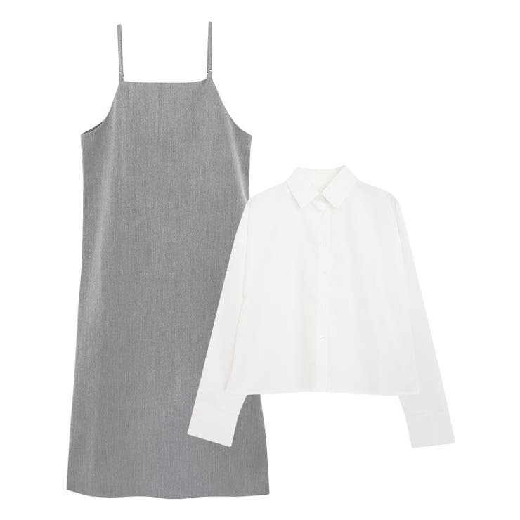 A/チャコール×オフホワイト | 選べるキャミワンピースセット ワンピース セットアップ | Pierrot