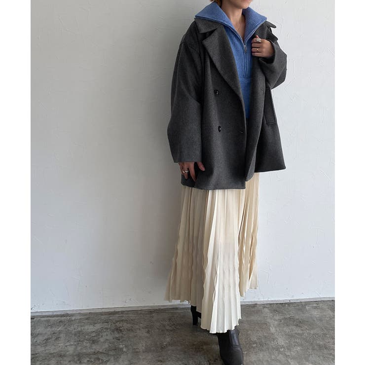 ウールミックスワイドシルエットピーコート RASW ピーコート