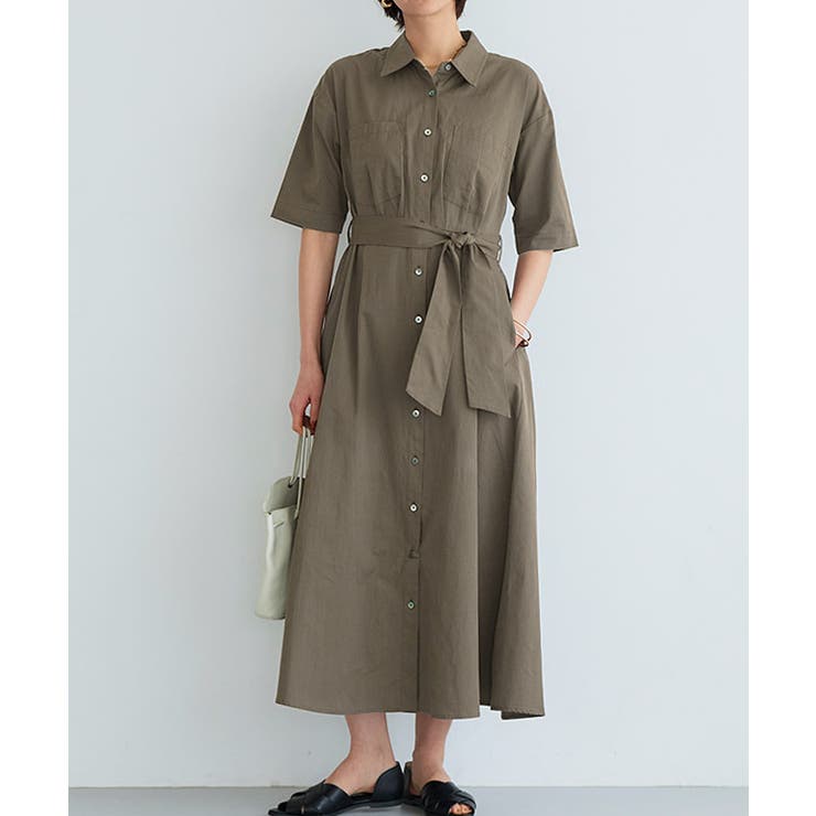 ベルテッドシャツワンピース ワンピース シャツワンピ[品番 ベルテッドシャツワンピース ワンピース シャツワンピ[品番