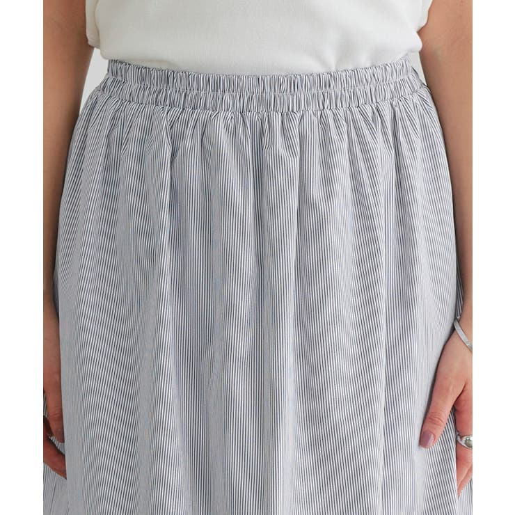 細ストライプ裾切り替えギャザースカート スカート ギャザー | Pierrot | 詳細画像4 