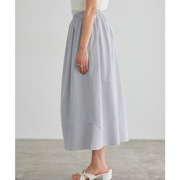 細ストライプ裾切り替えギャザースカート スカート ギャザー | Pierrot | 詳細画像6 