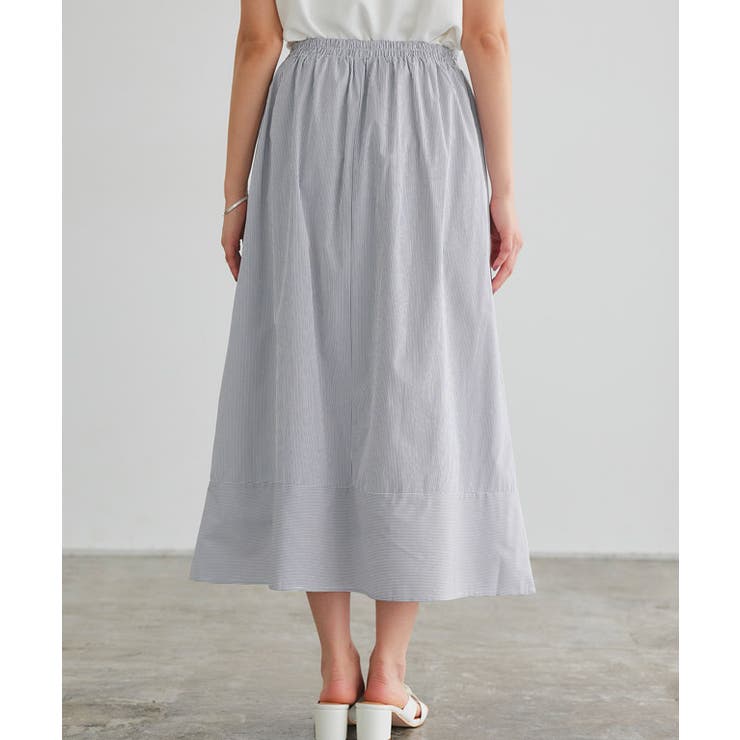 細ストライプ裾切り替えギャザースカート スカート ギャザー | Pierrot | 詳細画像7 