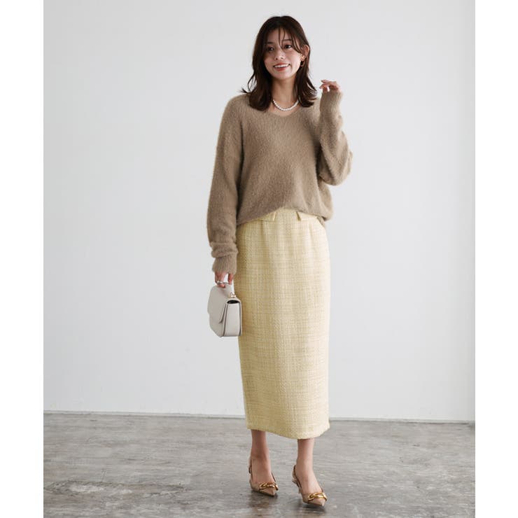 ツイードロングスカート スカート ロング丈[品番：PRTW0004958