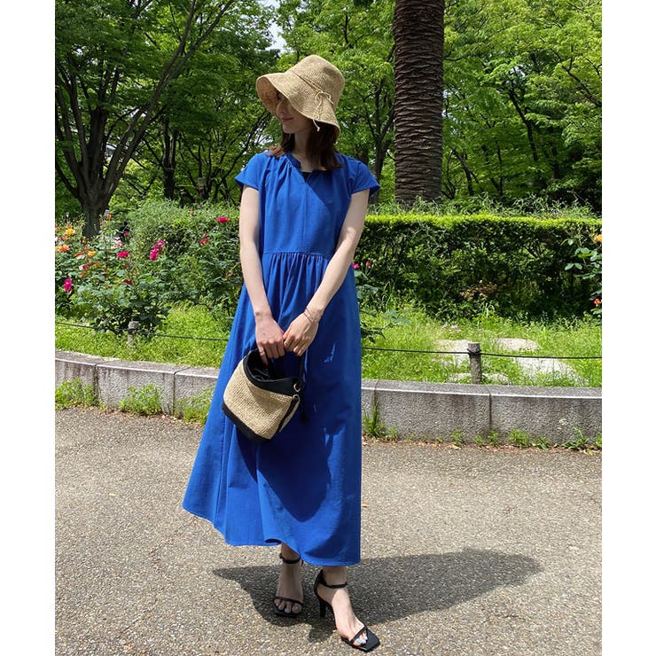 アナトリエ 日本製 リバティ スキッパー ワンピース フレンチスリーブ　38 スキッパーフレンチスリーブワンピース ワンピース フレンチ