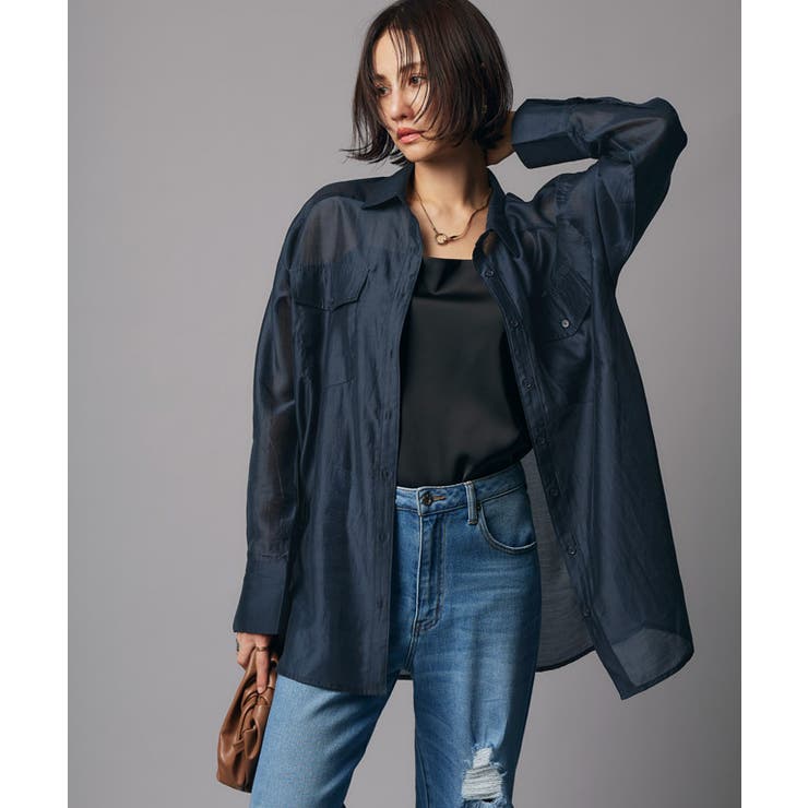 ダークネイビー | [RASW]シアーマルチwayシャツ シャツ カシュクール | Pierrot