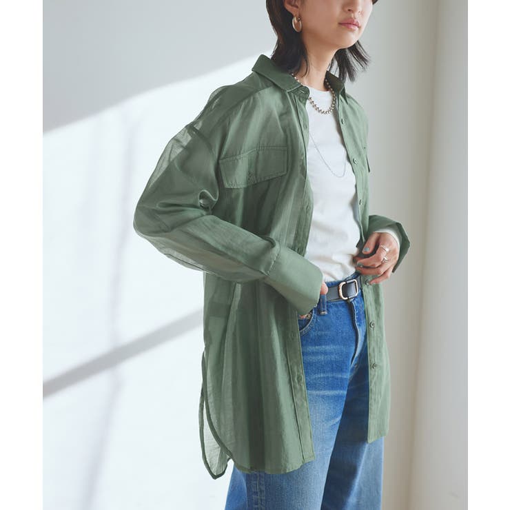 アッシュグリーン | [RASW]シアーマルチwayシャツ シャツ カシュクール | Pierrot