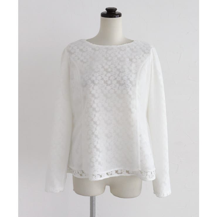 総レースパフスリーブペプラムブラウス ブラウス レース素材 | Pierrot | 詳細画像10 