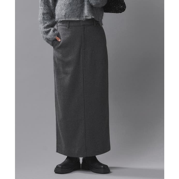 杢チャコール | [RASW]ウール混ストレートスカート スカート ストレート | Pierrot