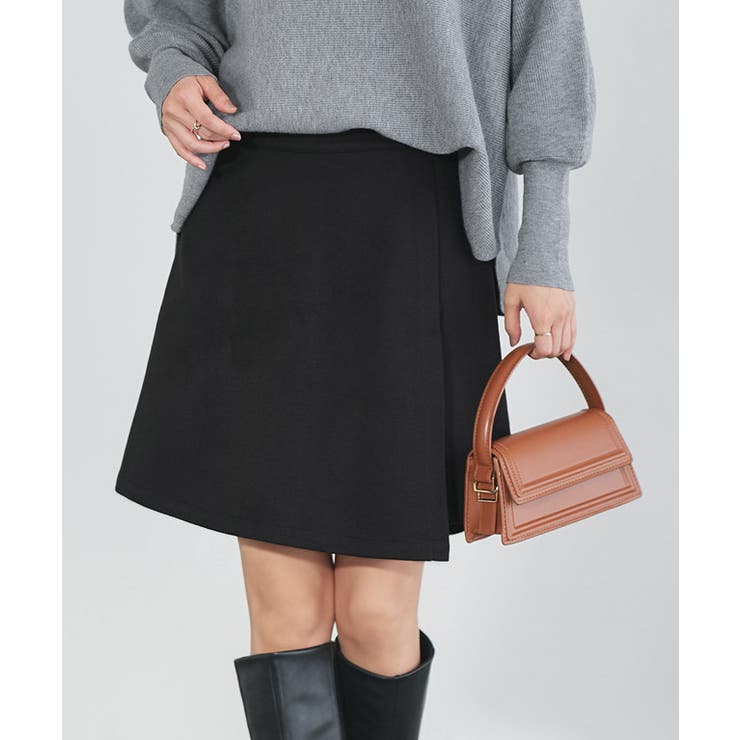 ブラック | ウールタッチスコート ☆  スコート ボトム ウールタッチ 綿混  ピエロ | Pierrot