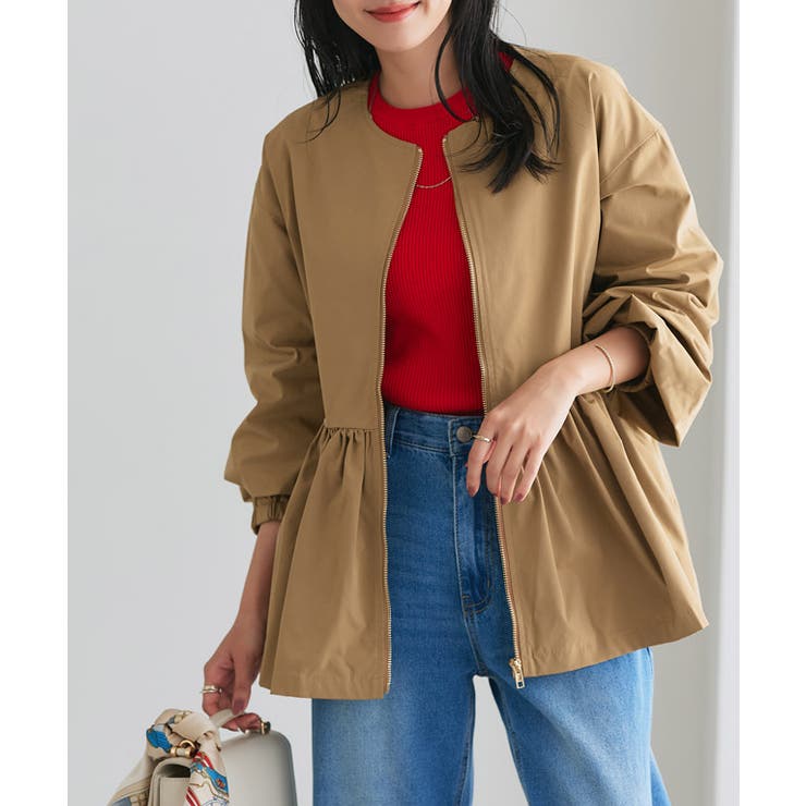 ベージュ | ヘムフレアノーカラーブルゾン ブルゾン ヘムフレア | Pierrot