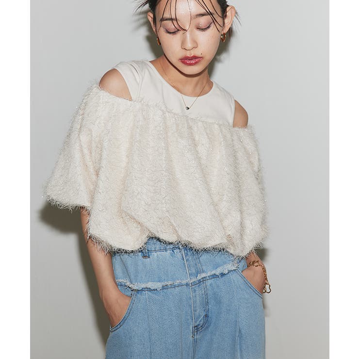 アイボリー | [ECLAM]タンク付きオフショルプルオーバー プルオーバー タンクトップ | Pierrot