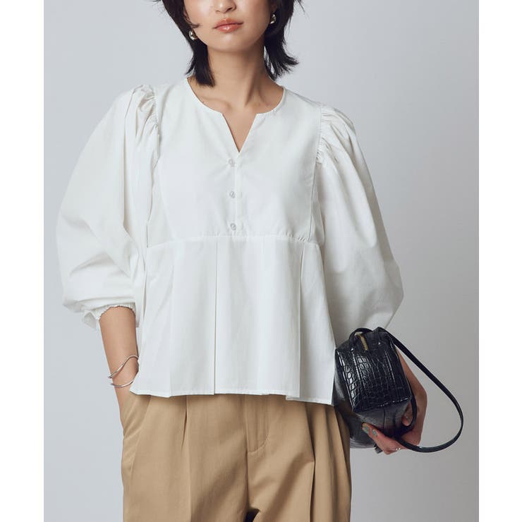 オフホワイト | [RASW]ボリュームスリーブプリーツブラウス ブラウス ボリュームスリーブ | Pierrot