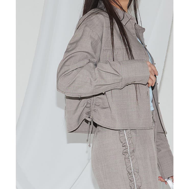 [ECLAM]サイドドロストクロップドシャツ シャツ ドロストデザイン | Pierrot | 詳細画像4 