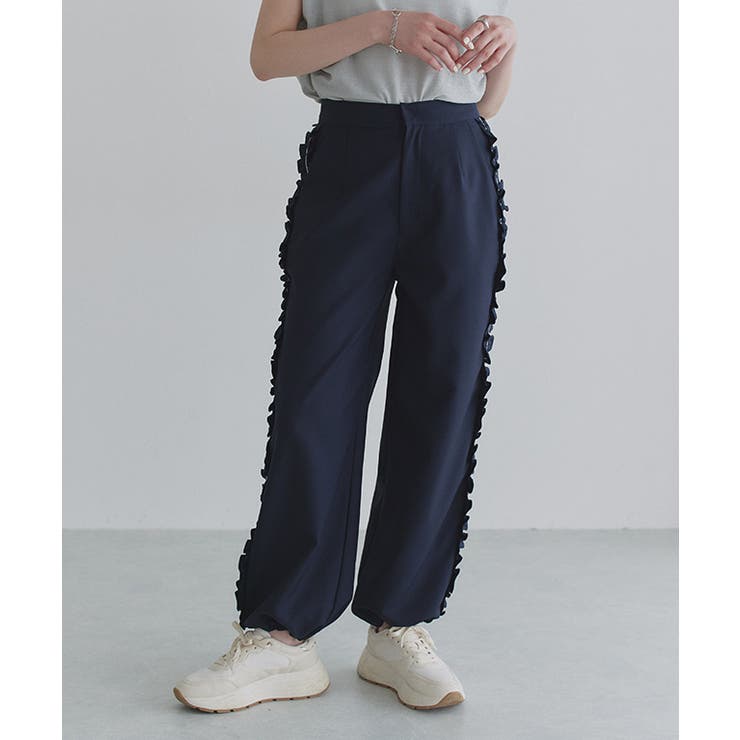 楽天市場】パンツ レディース サイドフリルパンツ ボトムス