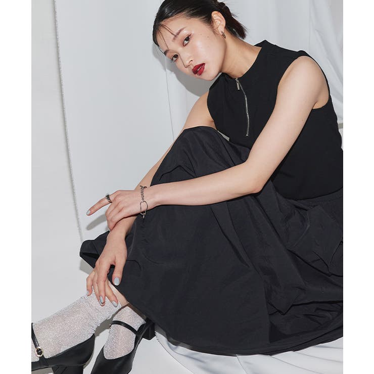 ブラック×ブラック | 前後2WAYドッキングボリュームワンピース ワンピース ドッキング | Pierrot