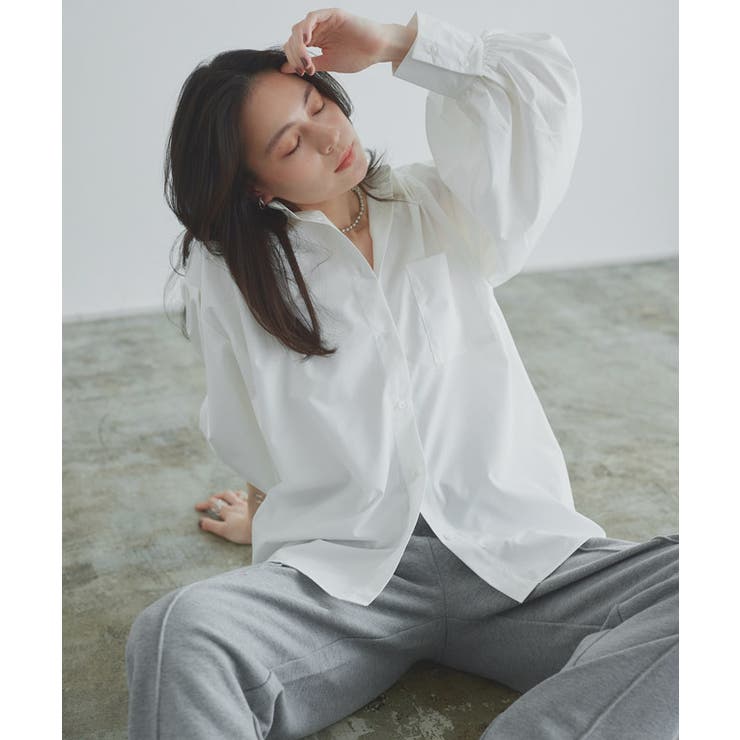 オフホワイト | [RASW]ボリュームスリーブオーバーシャツ シャツ オーバーサイズ | Pierrot