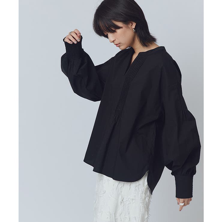 ブラック | [RASW]キーネックボリュームスリーブブラウス ブラウス ボリュームスリーブ | Pierrot