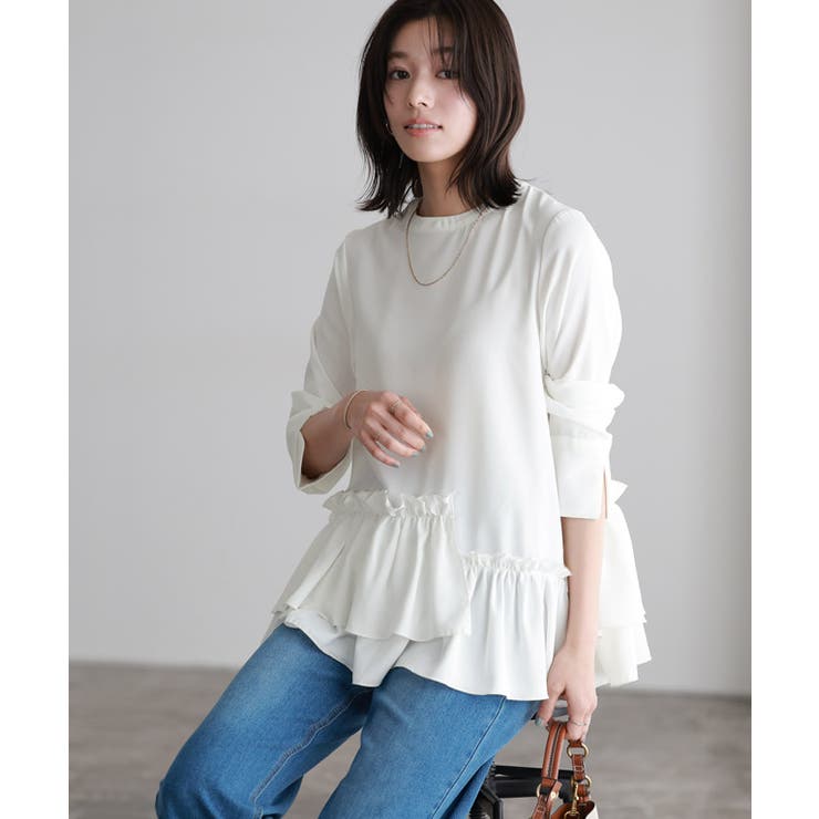 オフホワイト | ヘムフリルアシメブラウス ブラウス アシメトリー | Pierrot