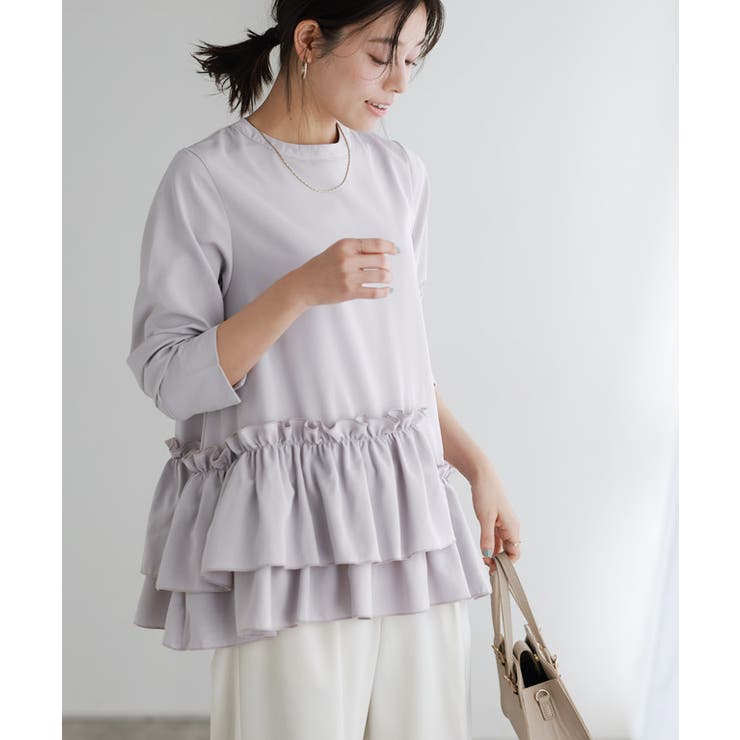 グレー | ヘムフリルアシメブラウス ブラウス アシメトリー | Pierrot