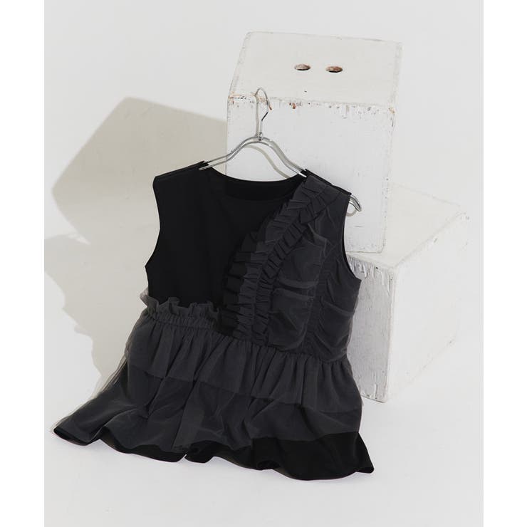 チュールデザインプルオーバー カットソー チュールデザイン