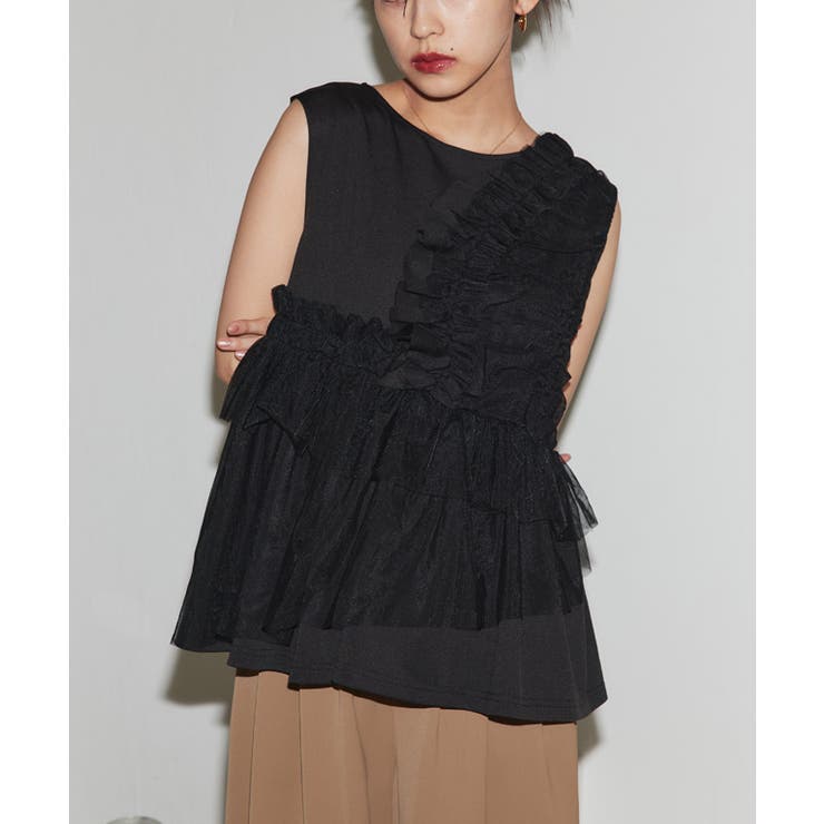 チュールデザインプルオーバー カットソー チュールデザイン