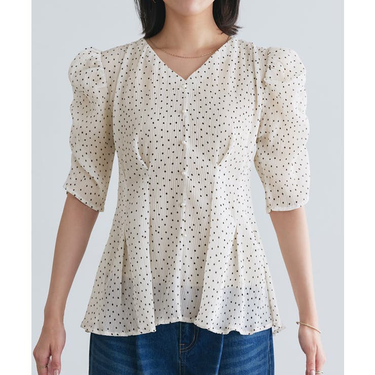 ドット楊柳ウエストタックブラウス ブラウス ドット | Pierrot | 詳細画像8 