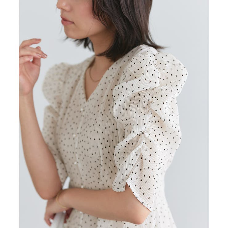 ドット楊柳ウエストタックブラウス ブラウス ドット | Pierrot | 詳細画像18 