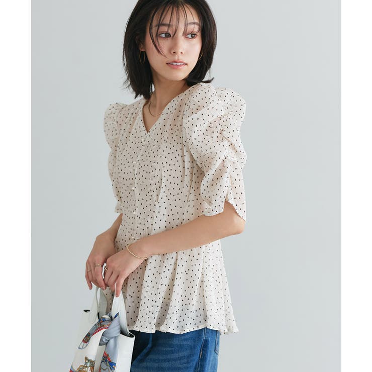 ドット楊柳ウエストタックブラウス ブラウス ドット | Pierrot | 詳細画像20 