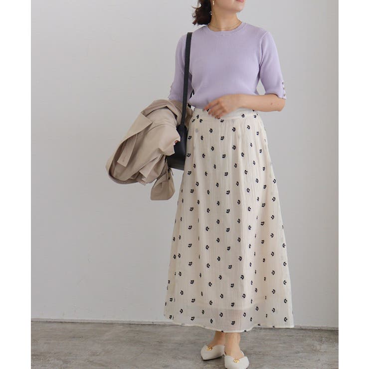 エンブロイダリーフラワーセミフレアスカート スカート 刺繍 | Pierrot | 詳細画像26 