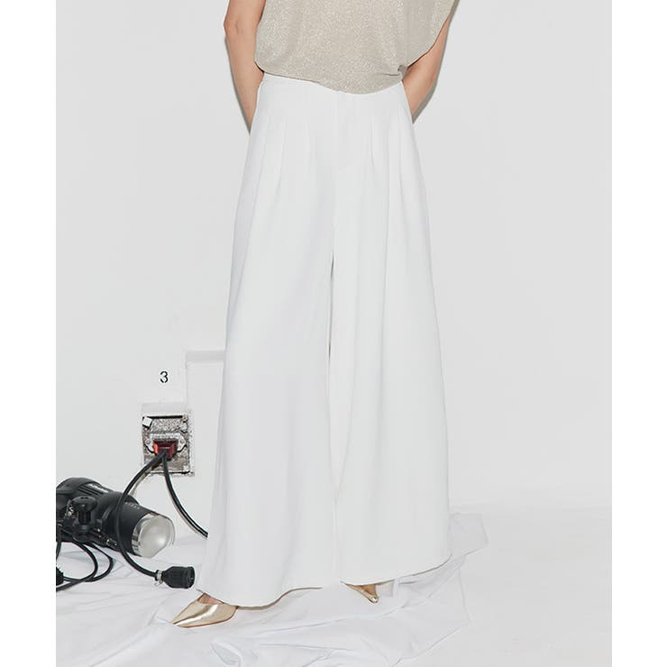 ホワイト | [ECLAM]タックデザインワイドパンツ ワイドパンツ タックデザイン | Pierrot