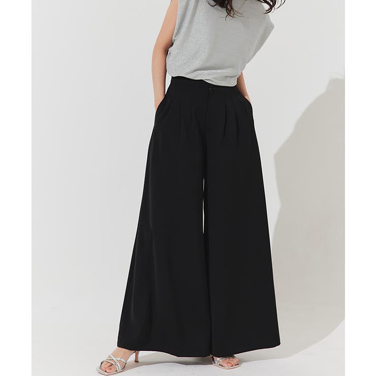 ブラック | [ECLAM]タックデザインワイドパンツ ワイドパンツ タックデザイン | Pierrot