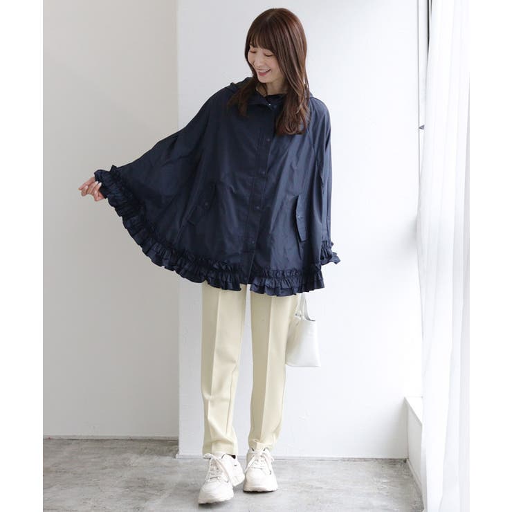 フリルポンチョレインコート レインコート ポンチョ[品番