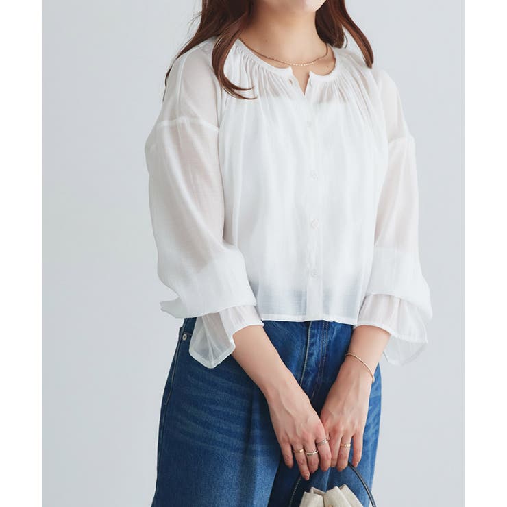 オフホワイト | シアーキャンディブラウス ブラウス シアー素材 | Pierrot