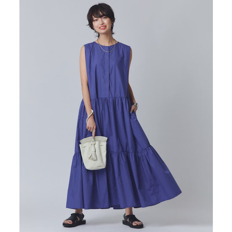 ロイヤルブルー | タックスリーブティアードワンピース ワンピース ノースリーブ | Pierrot