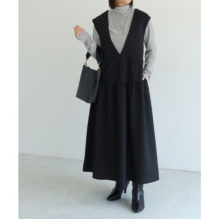 ブラック | ふくれジャカードティアードジャンパースカート ジャンパースカート | Pierrot