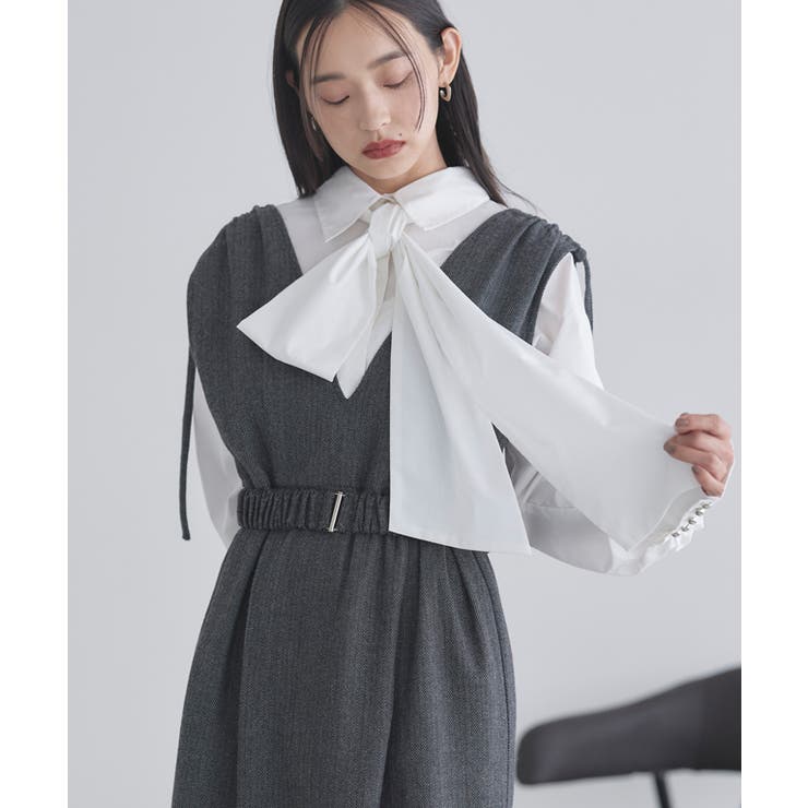 [ECLAM] ロングカフスボウタイシャツ シャツ | Pierrot | 詳細画像14 