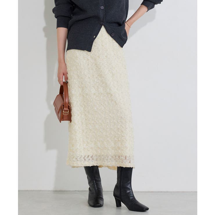 アイボリー | フラワージャカードＩラインスカート スカート Iライン | Pierrot