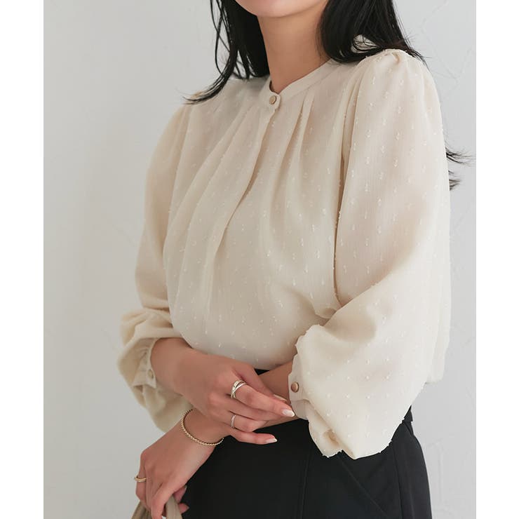 タックデザインドビーシフォンブラウス ドット 上品 | Pierrot | 詳細画像30 