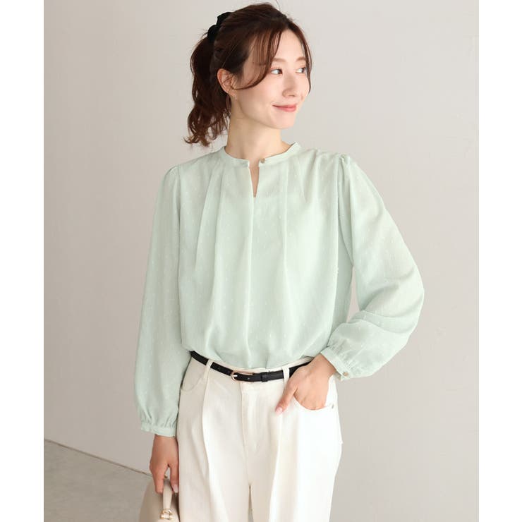 タックデザインドビーシフォンブラウス ドット 上品 | Pierrot | 詳細画像21 