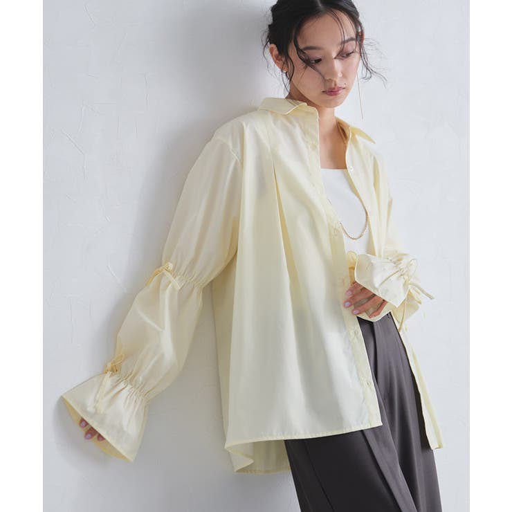 イエロー | [ECLAM]キャンディースリーブタックシャツ 着映え プリーツ | Pierrot