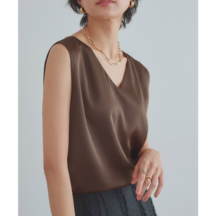 ブラウン | [RASW]2wayサテンタンクトップ 光沢 滑らか | Pierrot