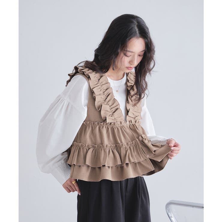 [ECLAM]フリルギャザーベスト フリル 肩 | Pierrot | 詳細画像14 