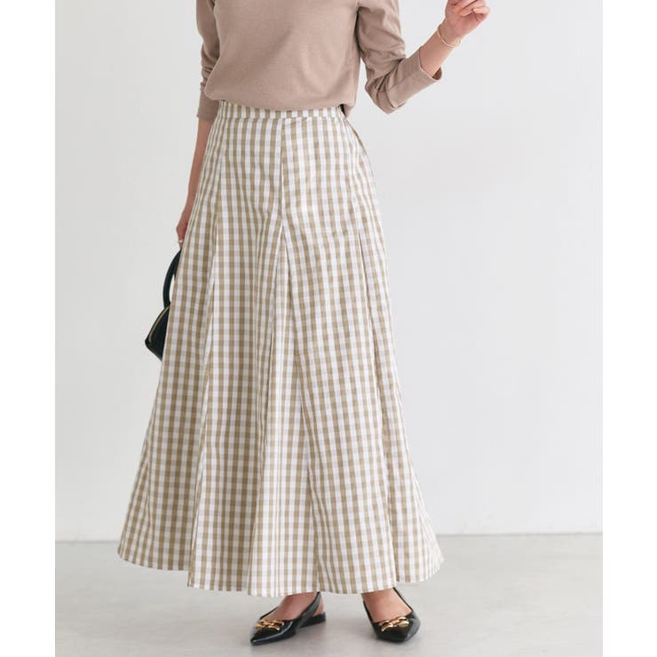 ベージュ | チェックフレアスカート クラシカル ギンガム | Pierrot