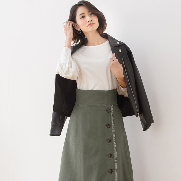 ハイウエスト フリンジスカートボトムス フレアスカート ロングスカート | Pierrot | 詳細画像8 