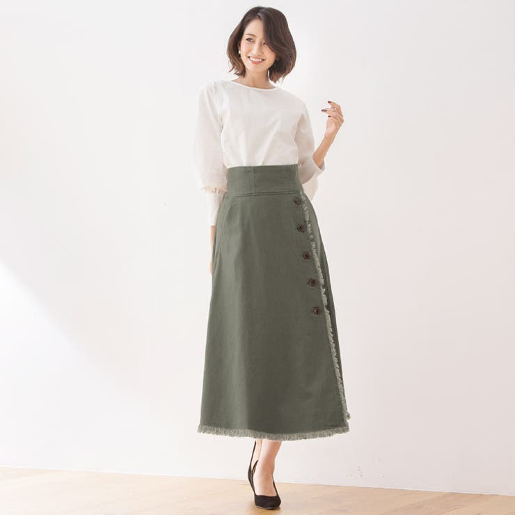 ハイウエスト フリンジスカートボトムス フレアスカート ロングスカート | Pierrot | 詳細画像10 