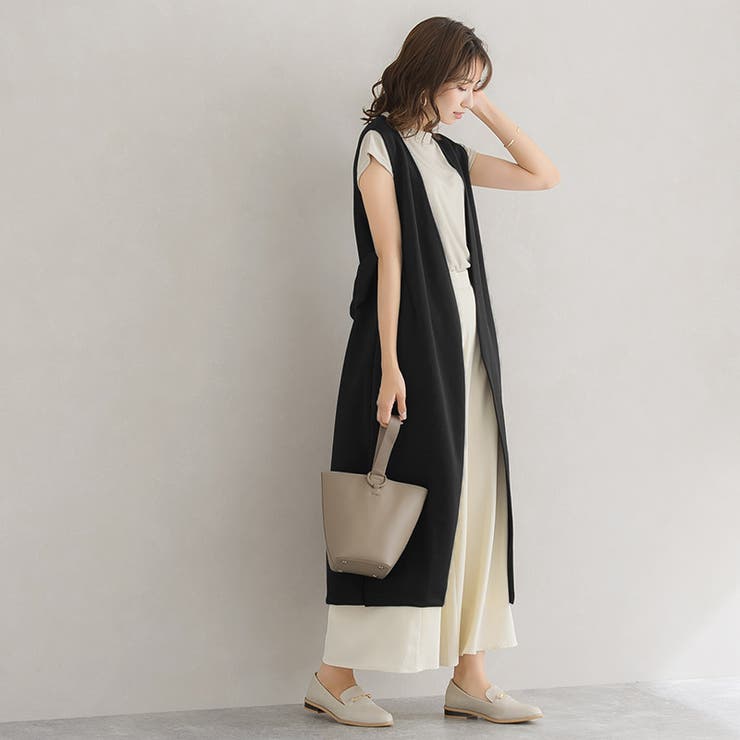 ロングジレベスト ジレ ロングベスト ロングジレ ノースリーブ