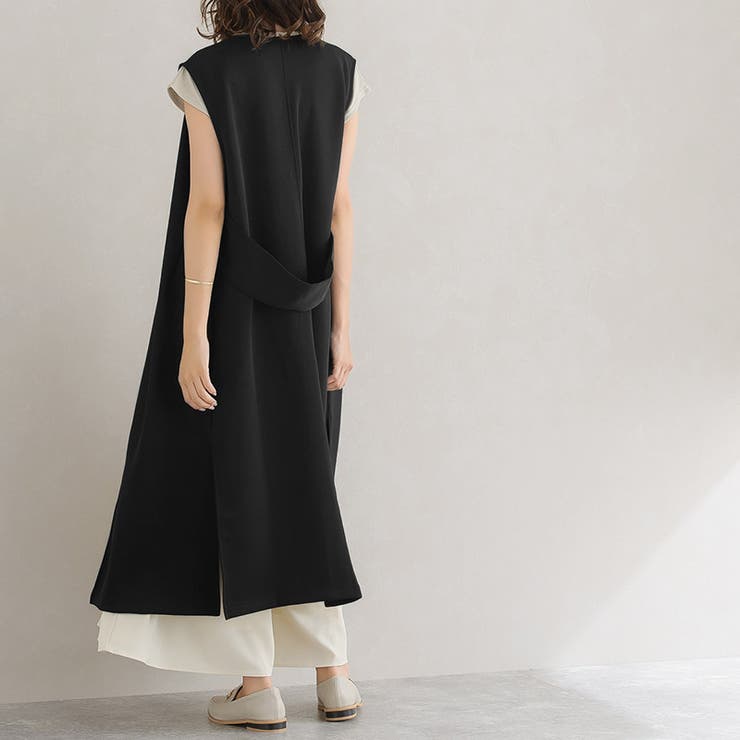 ロングジレベスト ジレ ロングベスト ロングジレ ノースリーブ