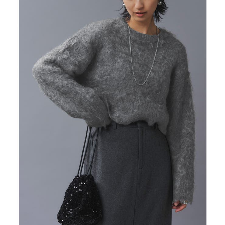 RASW]モヘアタッチシャギークロップドニット ニット モヘア[品番