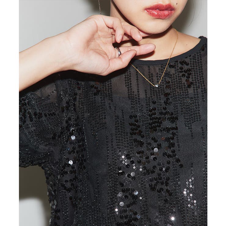 [ECLAM] スパンコールクロップドブラウス ブラウス | Pierrot | 詳細画像4 